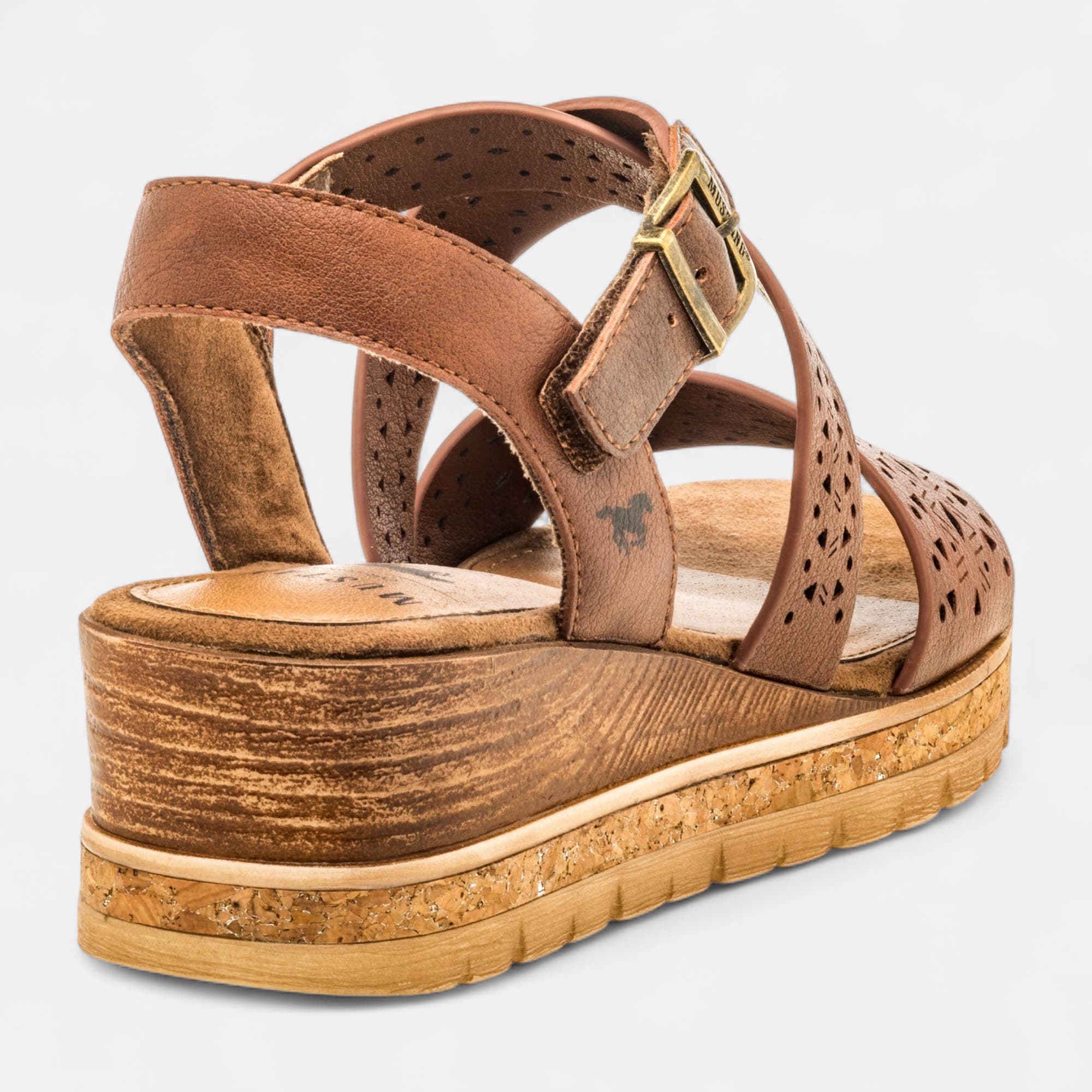 Nu-pieds à talon compensé Femme marron