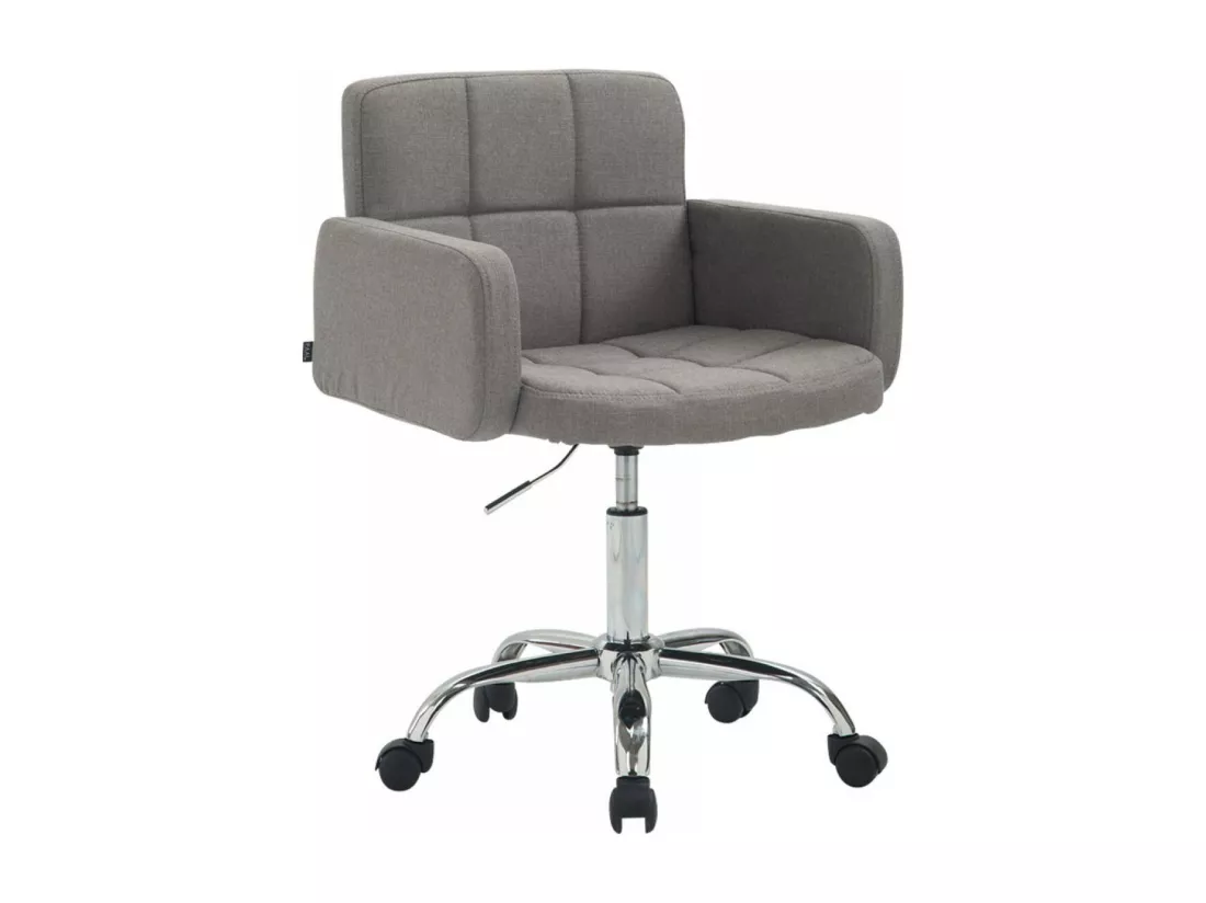 Tabouret de bureau - Tissu & Métal chromé - Gris - Los Angeles