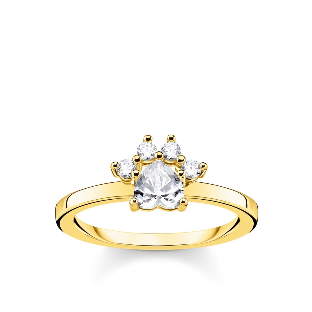 Thomas Sabo Sterling Silver Glam & Soul Ring Pfote Katze Gold