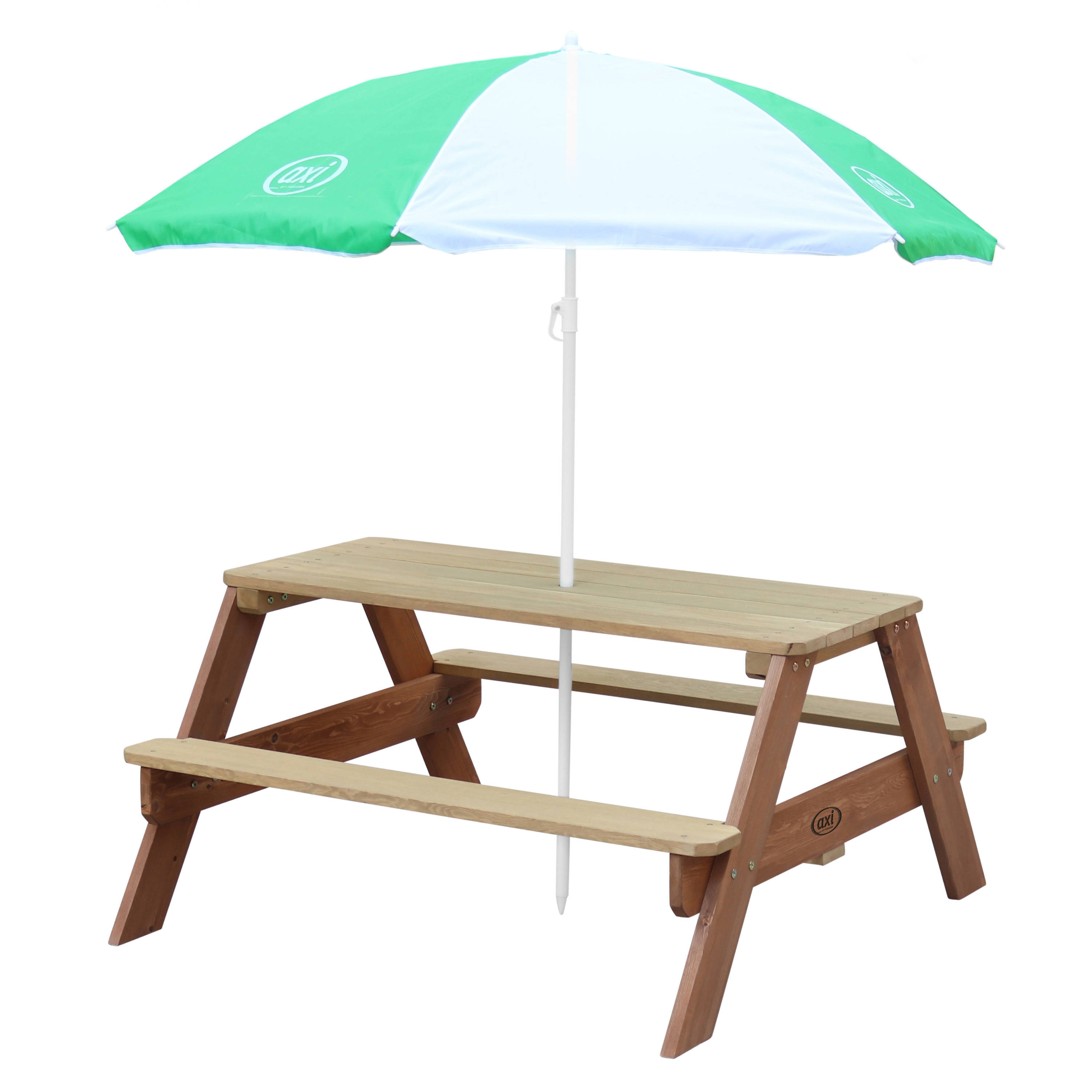 Axi Nick Picnic Table Brown - Umbrella Green/white