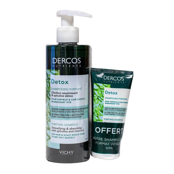 Dercos Nutrients detox shampooing purifiant 250ml + 50ml offert