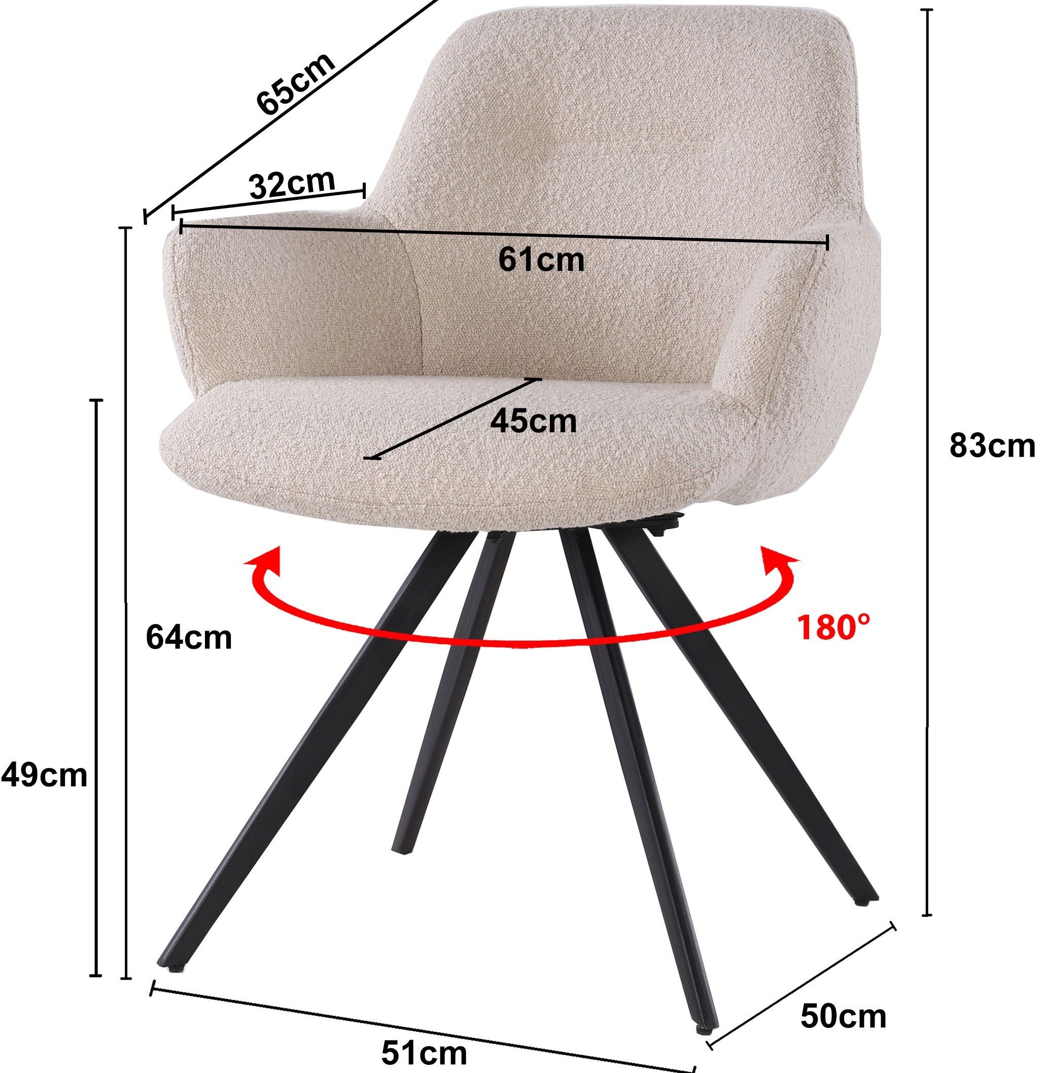 Eetkamerstoel Boucle Beige Doreen B61 x D65 x H83 cm