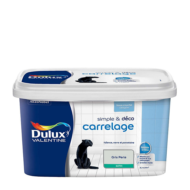 Peinture de rénovation pour support spécifique Simple & Deco Carrelage Dulux Valentine satin gris perle 2L