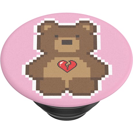 Popsocket m. aftageligt greb - bjørn/lyserød