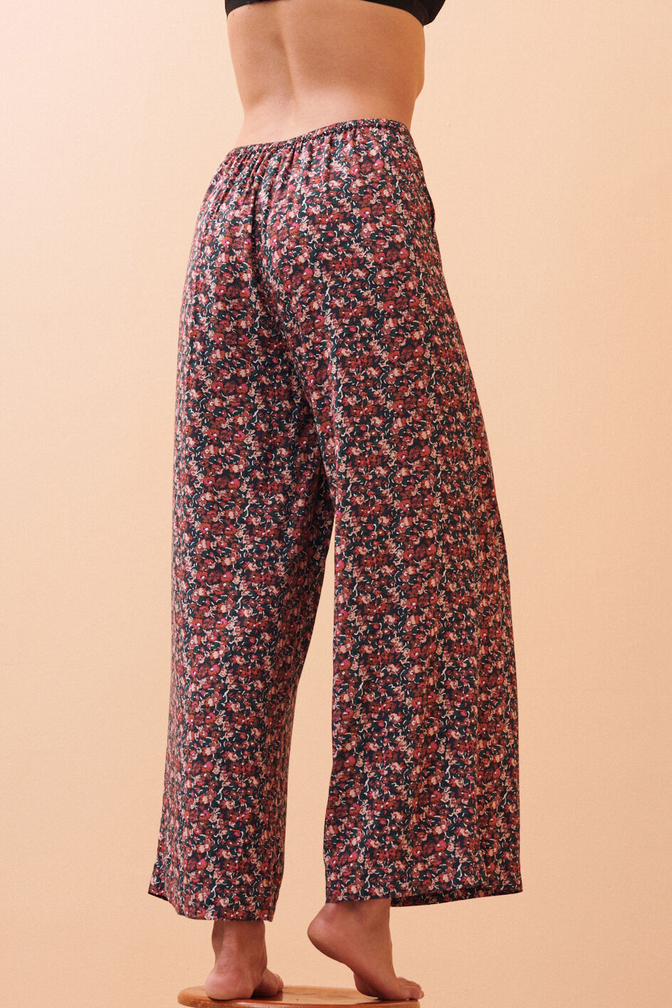 Pantalon large - valse rose dahlia