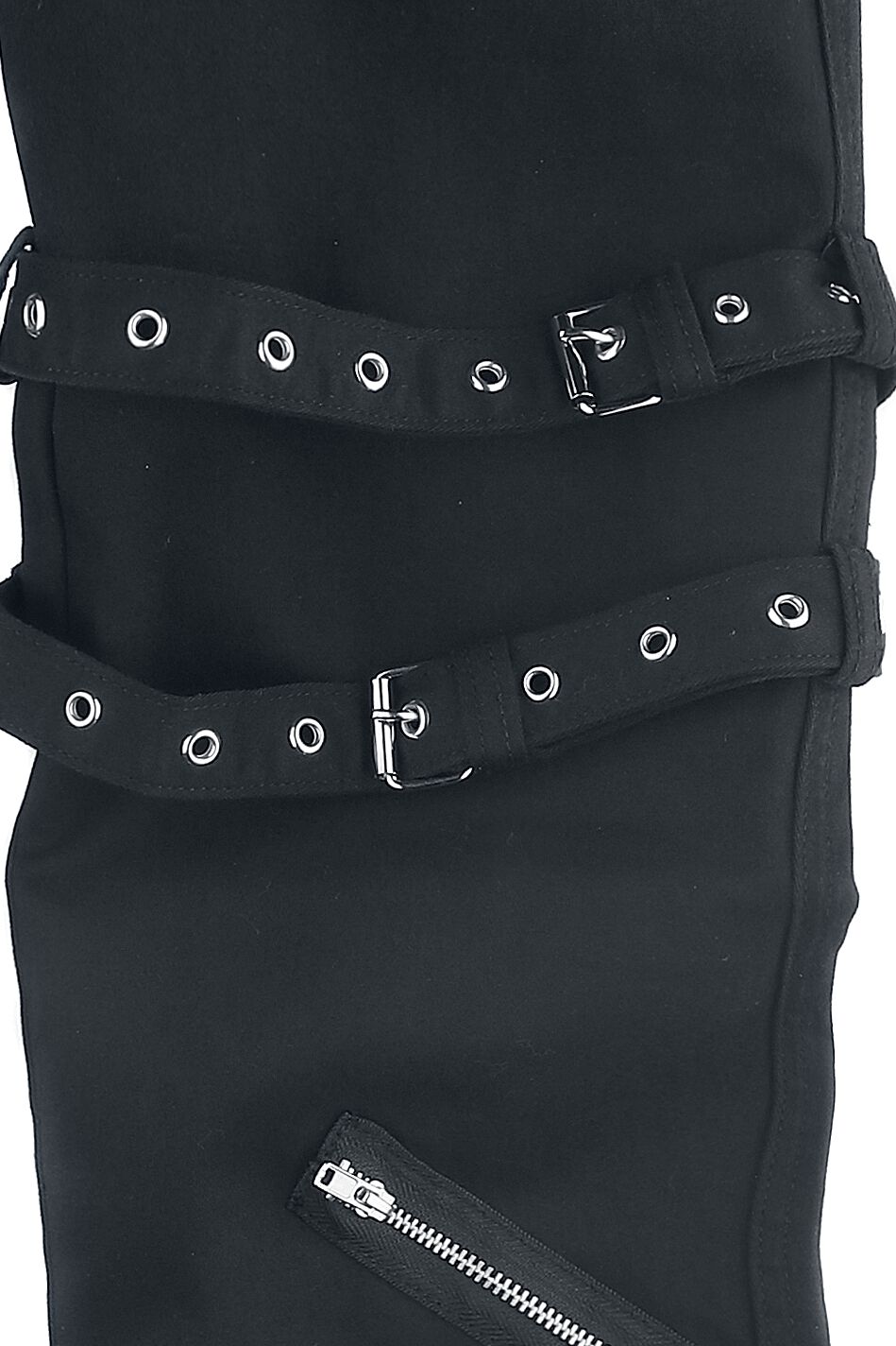 Jared - Jean Noir Avec Bouclesm Zips & Clous | Gothicana by EMP Jean