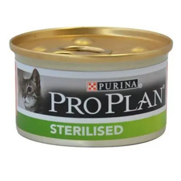 Ração esterilizada Purina Pro Plan para gatos adultos, sabor salmão, 24 latas.
