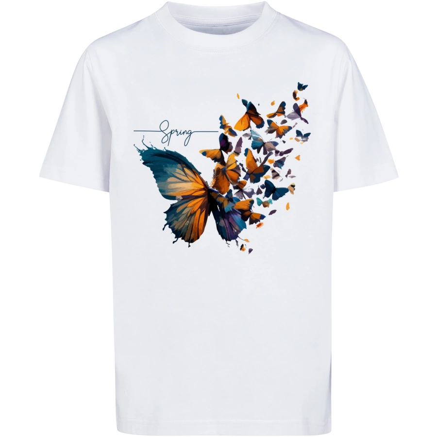 F4NT4STIC T-Shirt Schmetterling Frühling Tee Unisex weiß