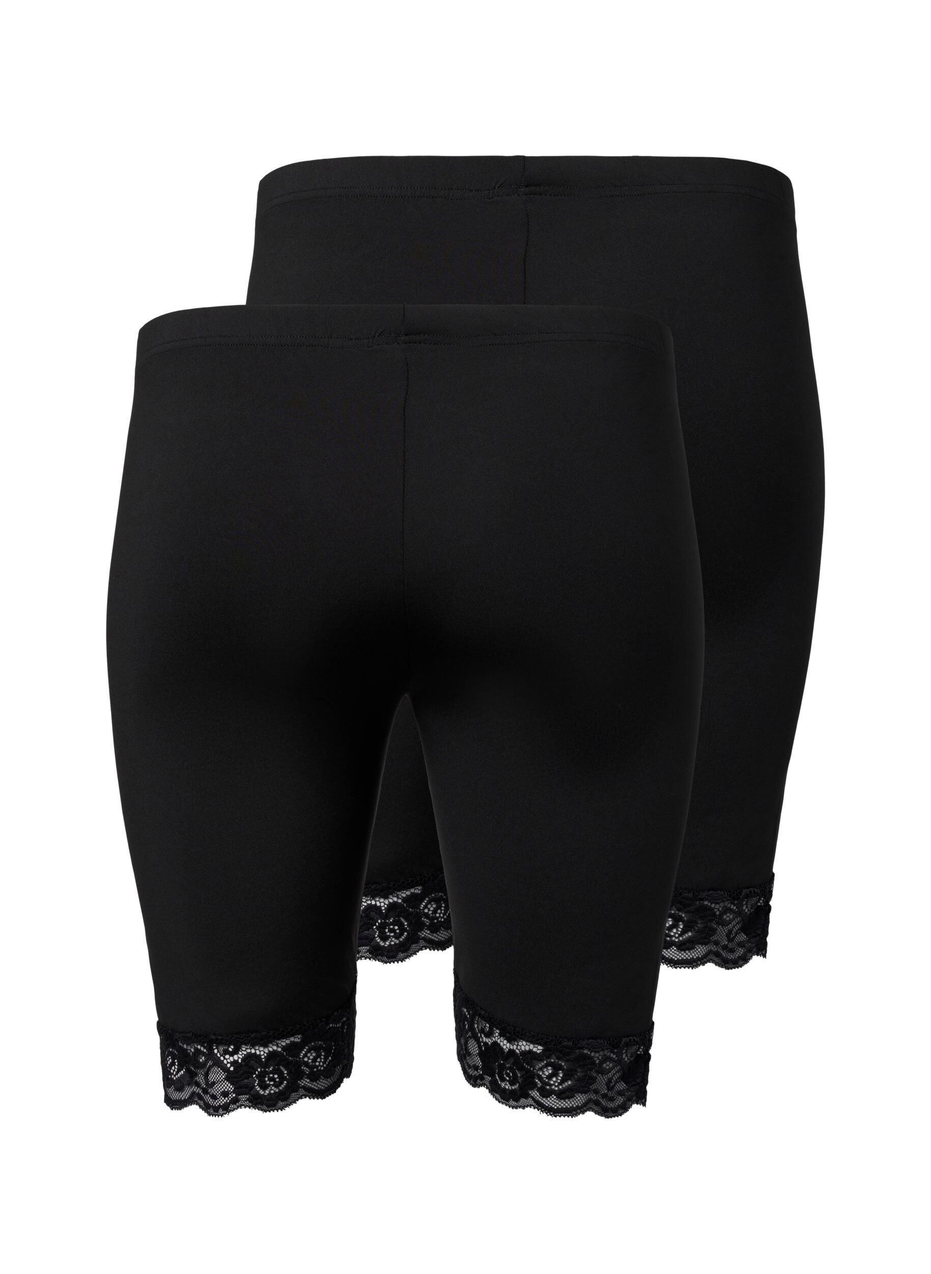 2-pak cykelshorts med blondekant