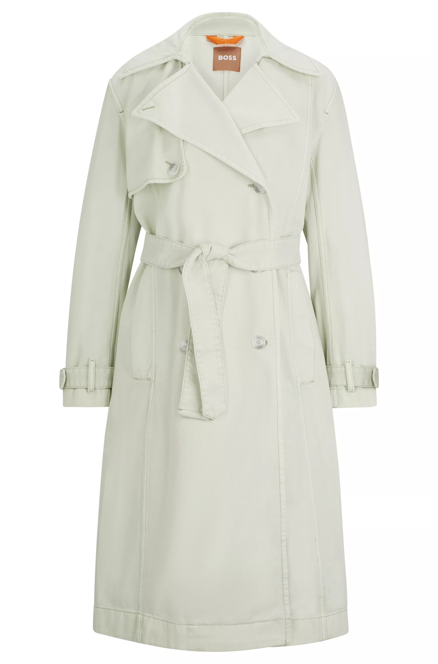 Trench coat BOSS laranja, modelagem oversized, em algodão repelente à água.