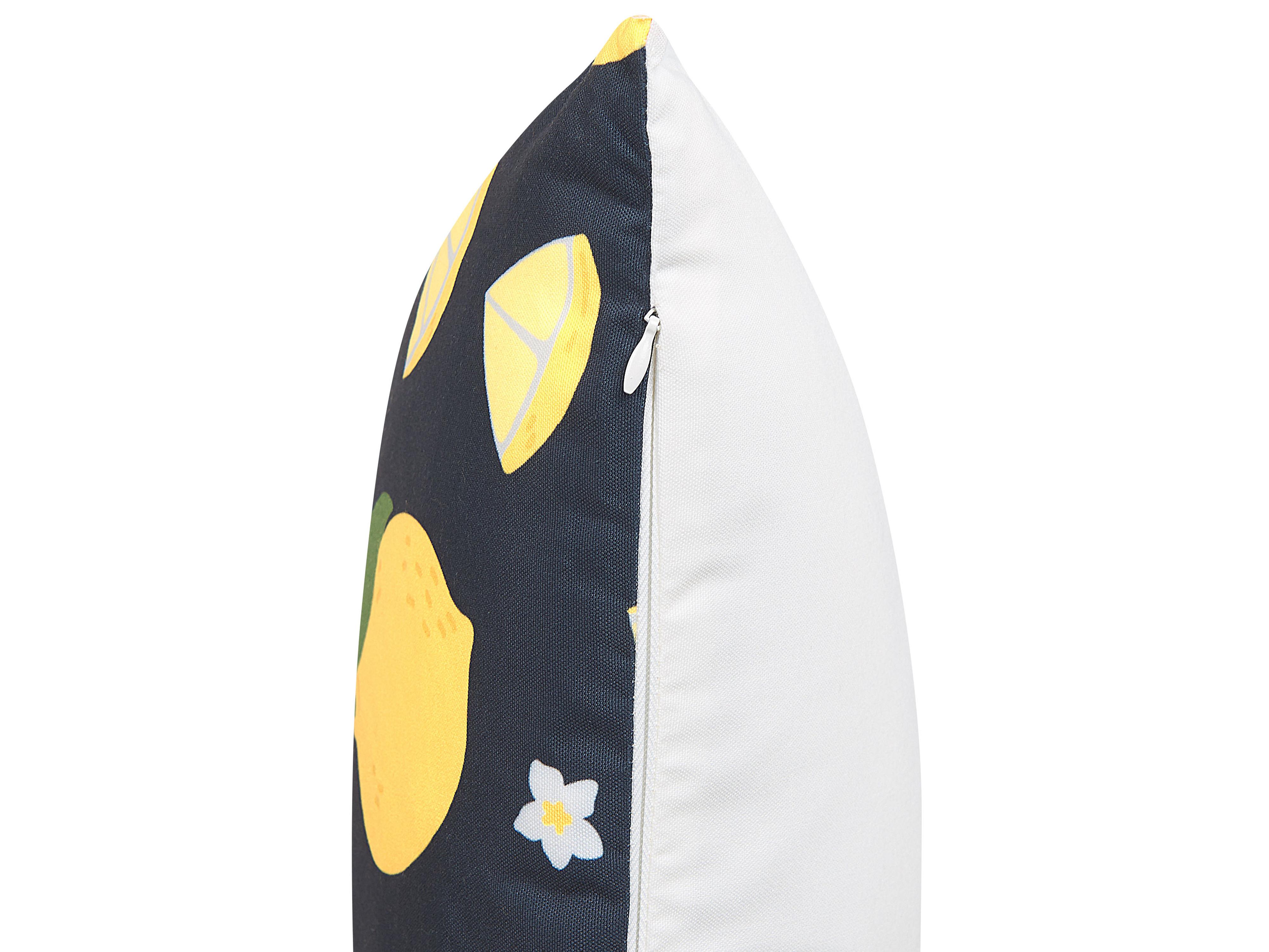 Set van 2 sierkussens CITRUS 45 x 45 cm Zwart bladpatroon