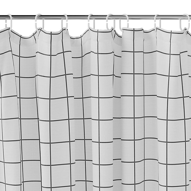 Rideau de douche blanc et noir Aetna 180 x 200 cm GoodHome
