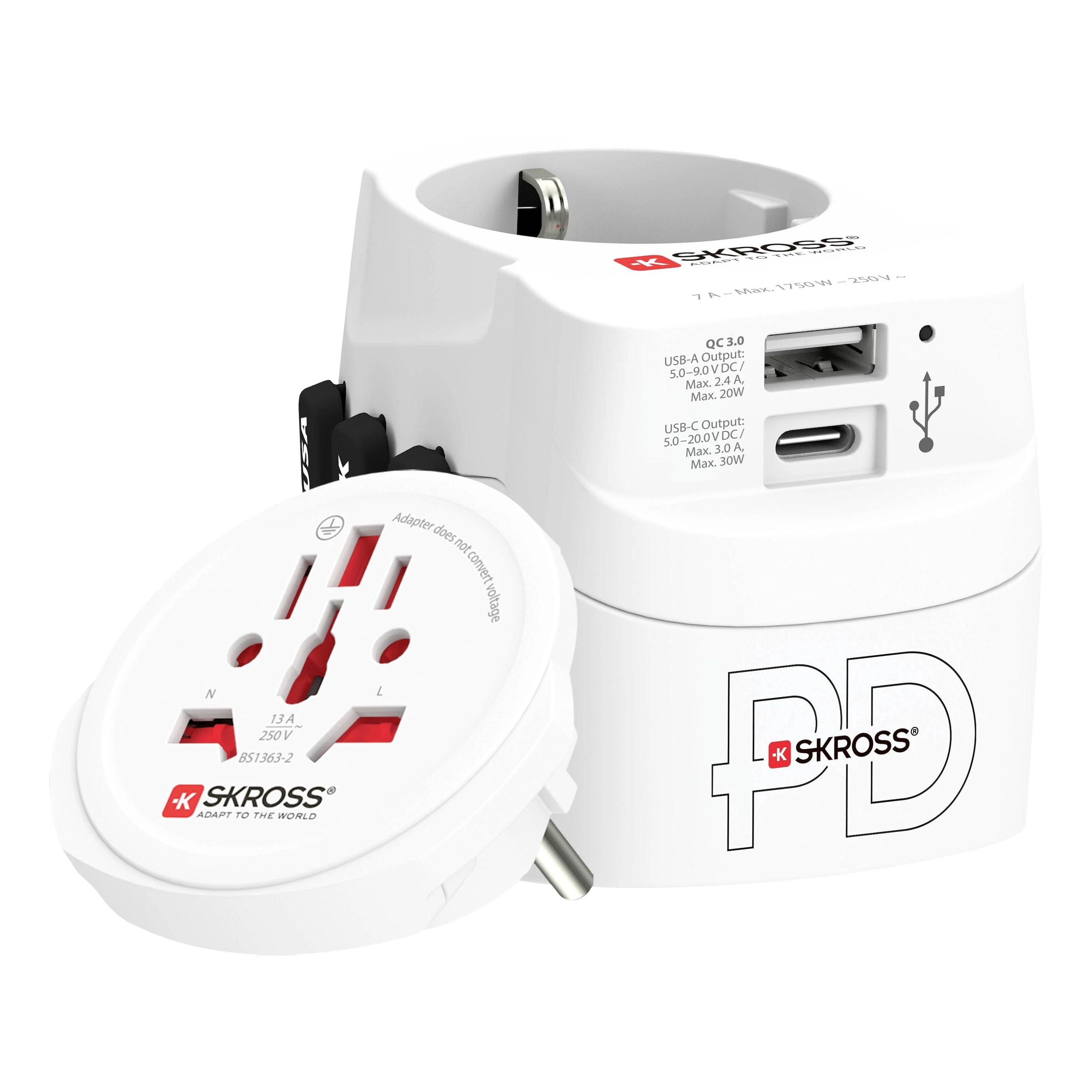 Skross Jordet reiseadapter - universal med USB-uttak