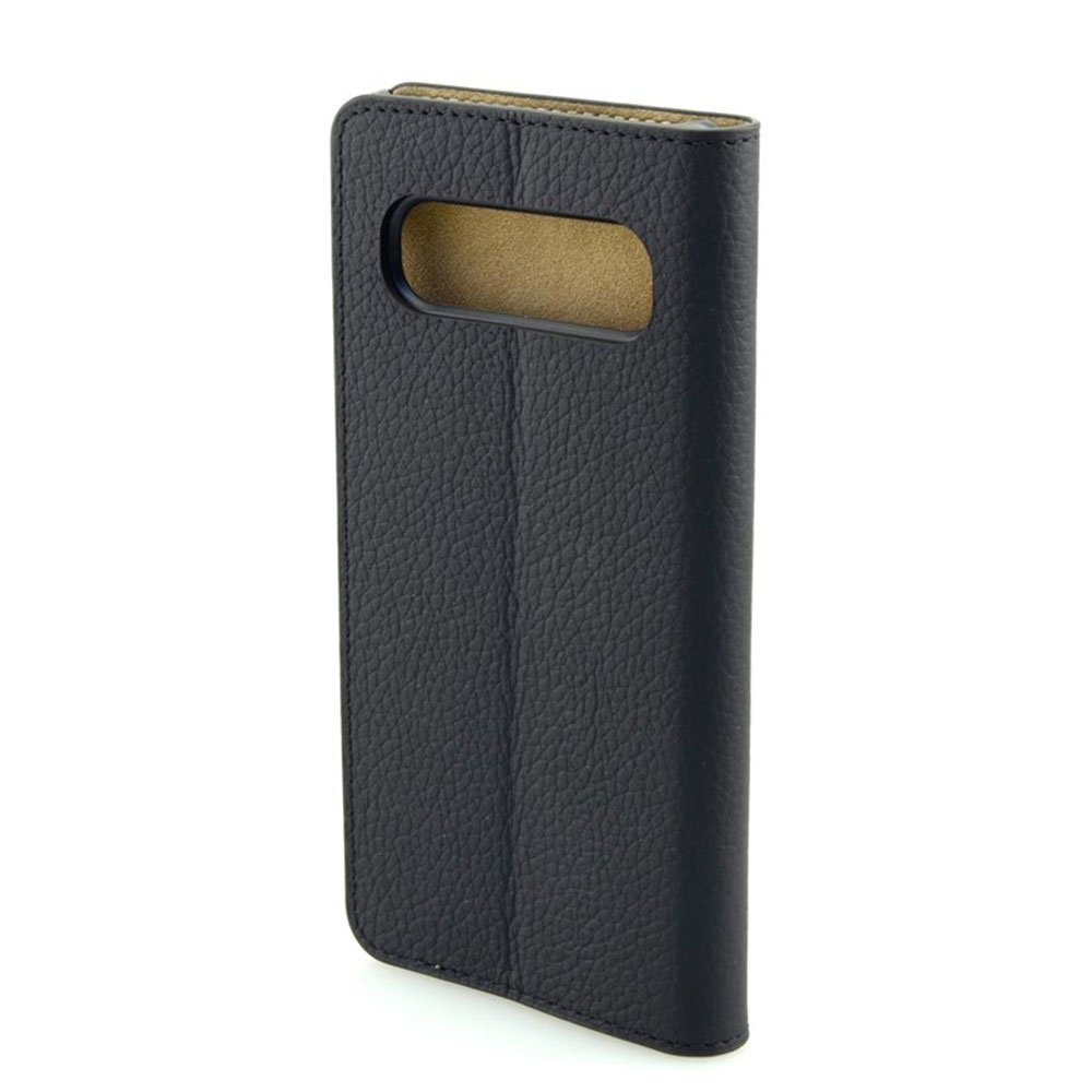 Samsung Galaxy S10e Echtleder Book Case Tasche Flip Cover Hand Made (MARCS10M-M01) - Schwarz
