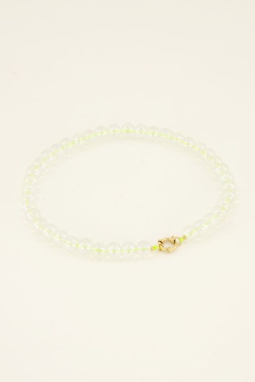 Sunchasers goudkleurige ketting met groene glazen kralen