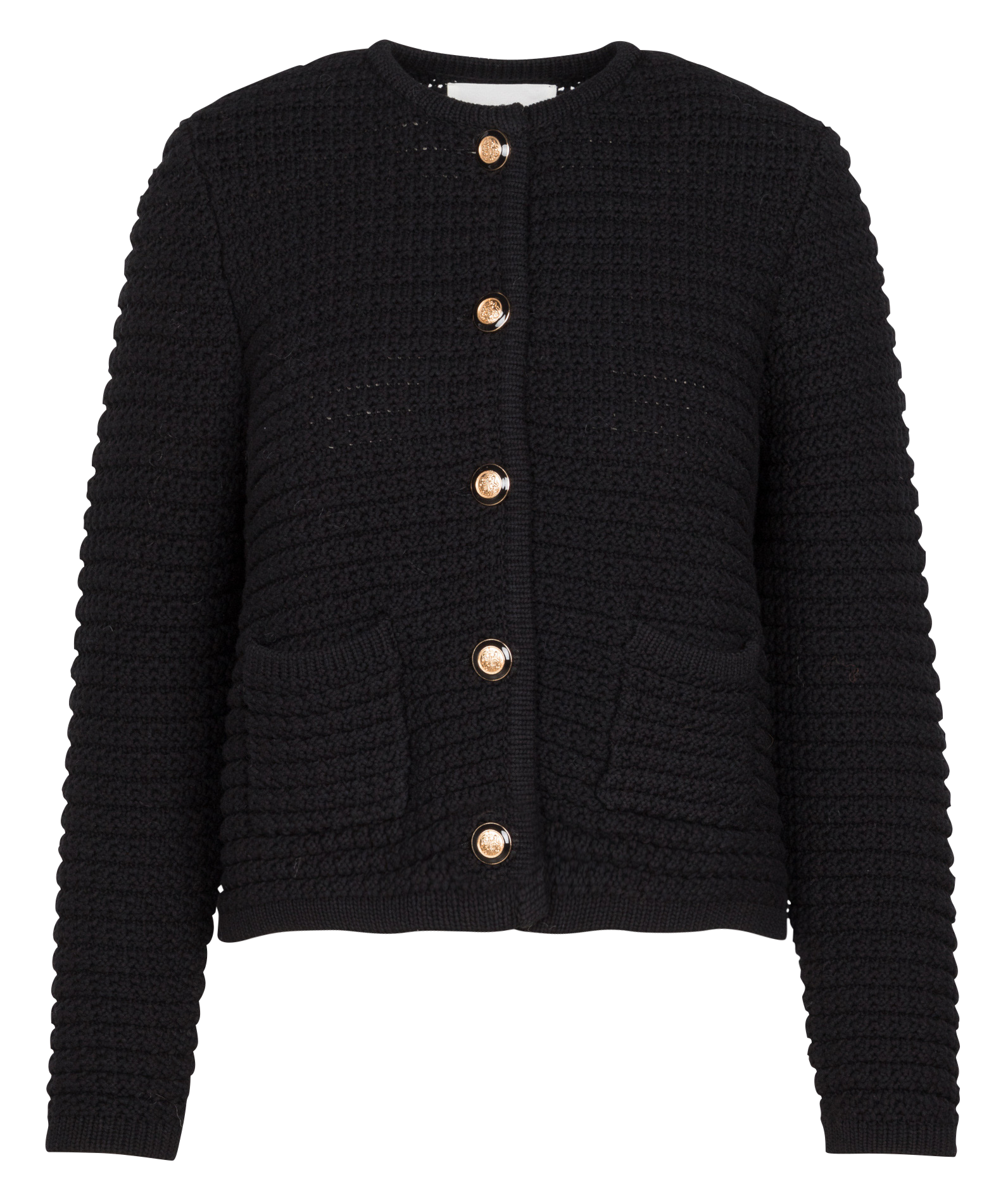 GASPARD - Gilet droit col rond en coton mélangé | Noir