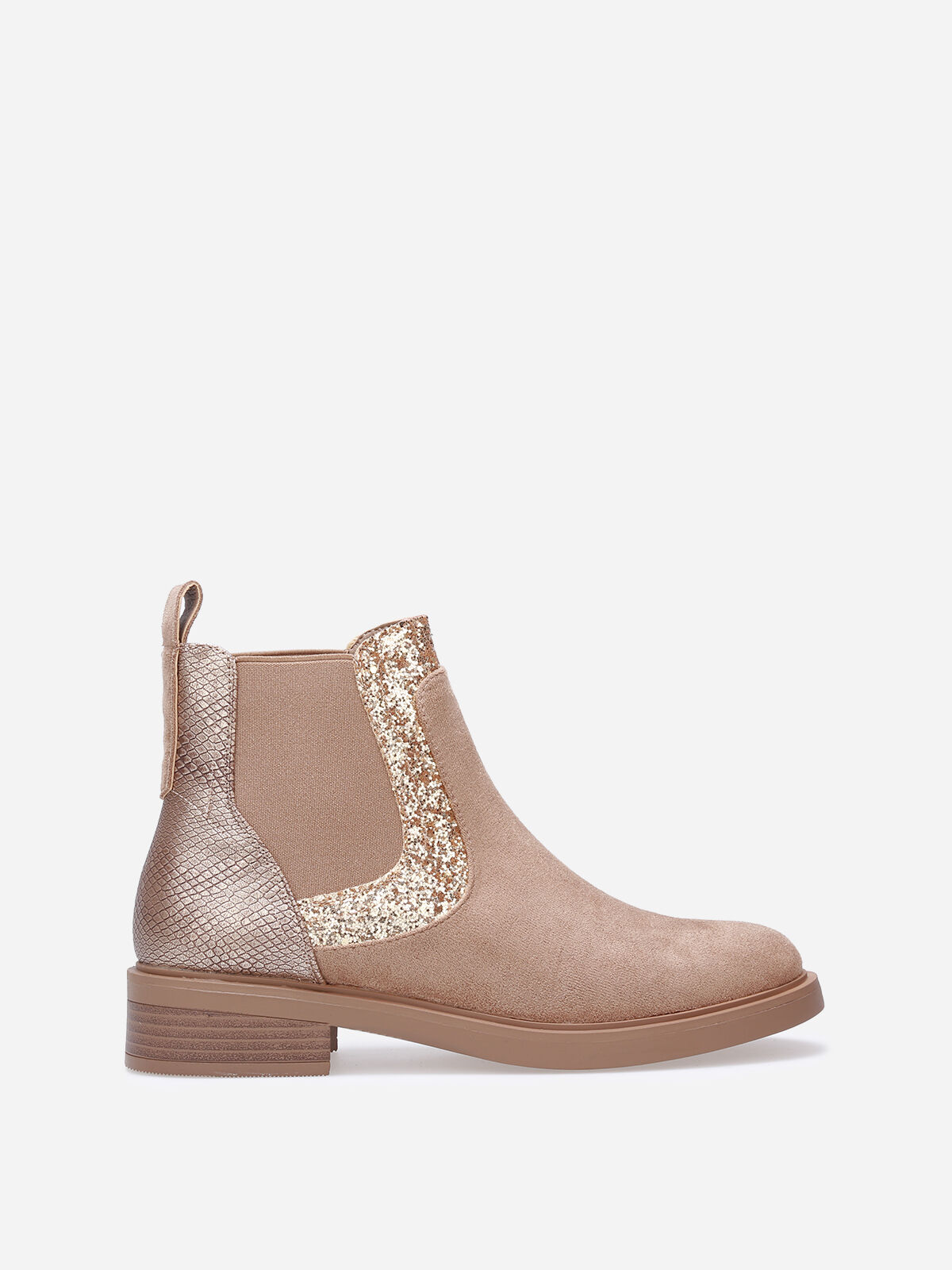 Chelsea multi-matières à paillettes- Taupe