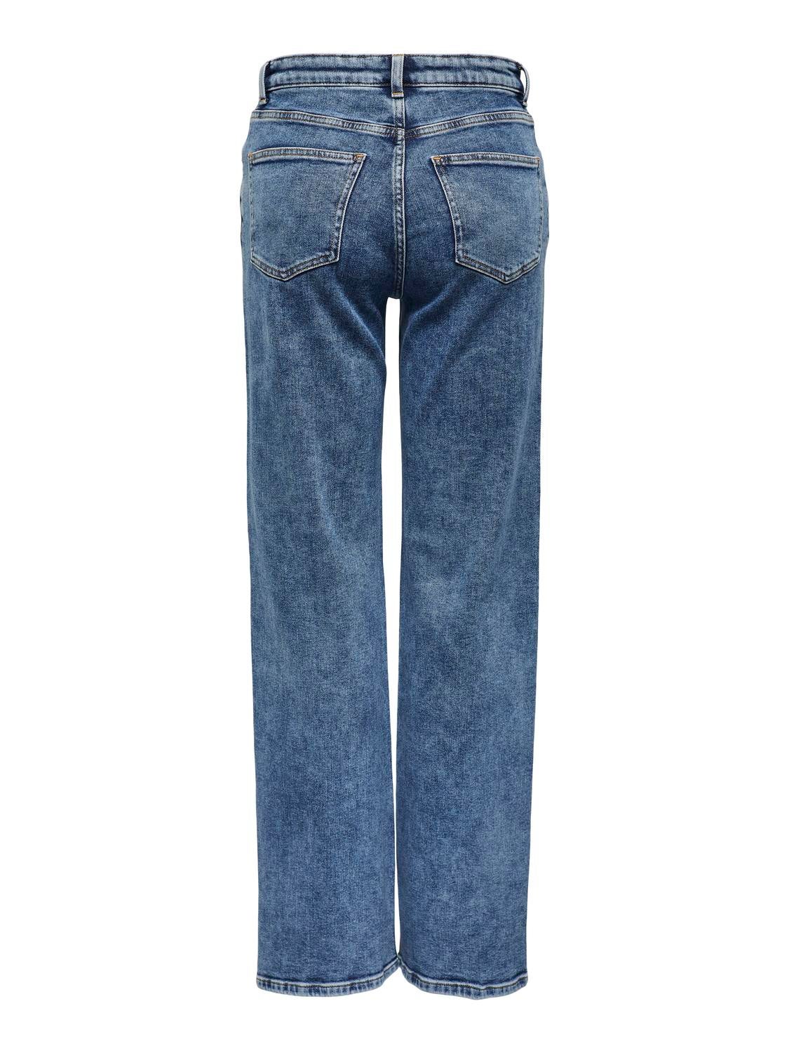 ONLJUICY Hohe Taille Weiter Beinschnitt Jeans Medium Blue Denim