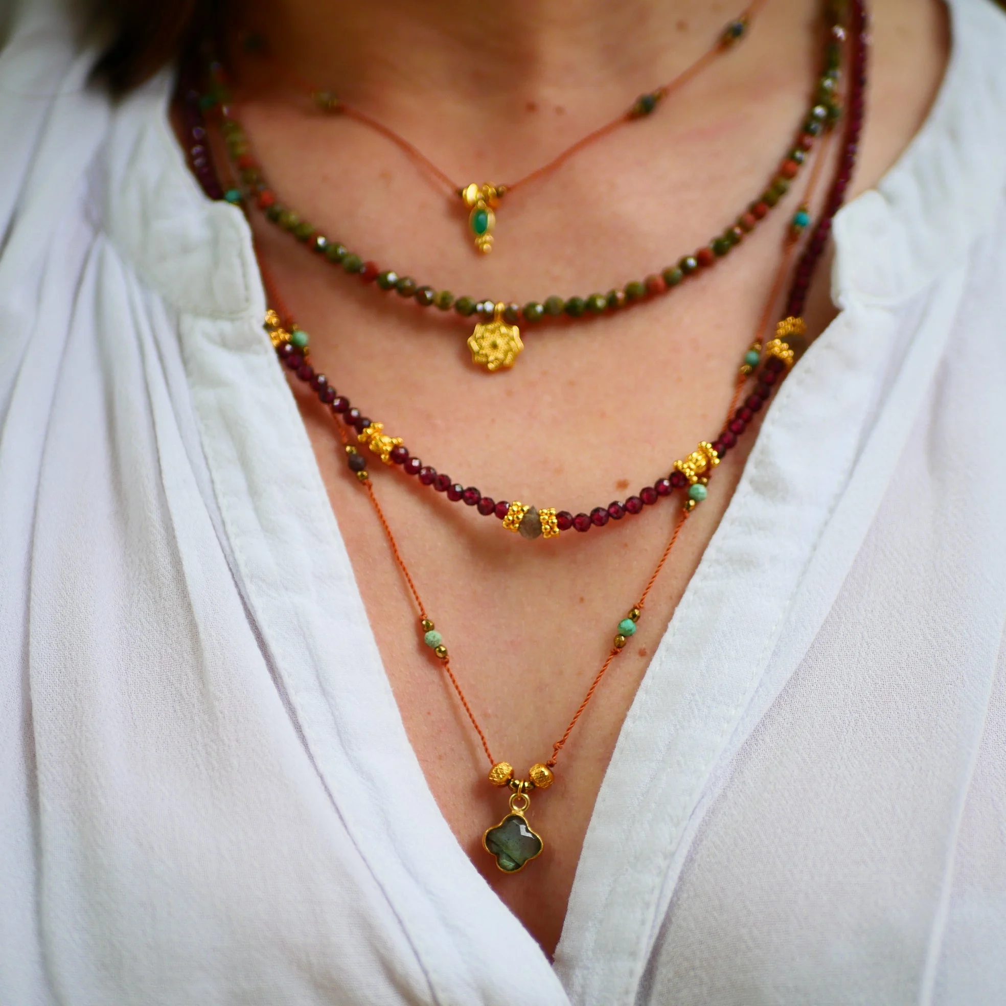 UBIKA - Collier en cordon nylon labradorite | Multicolore
