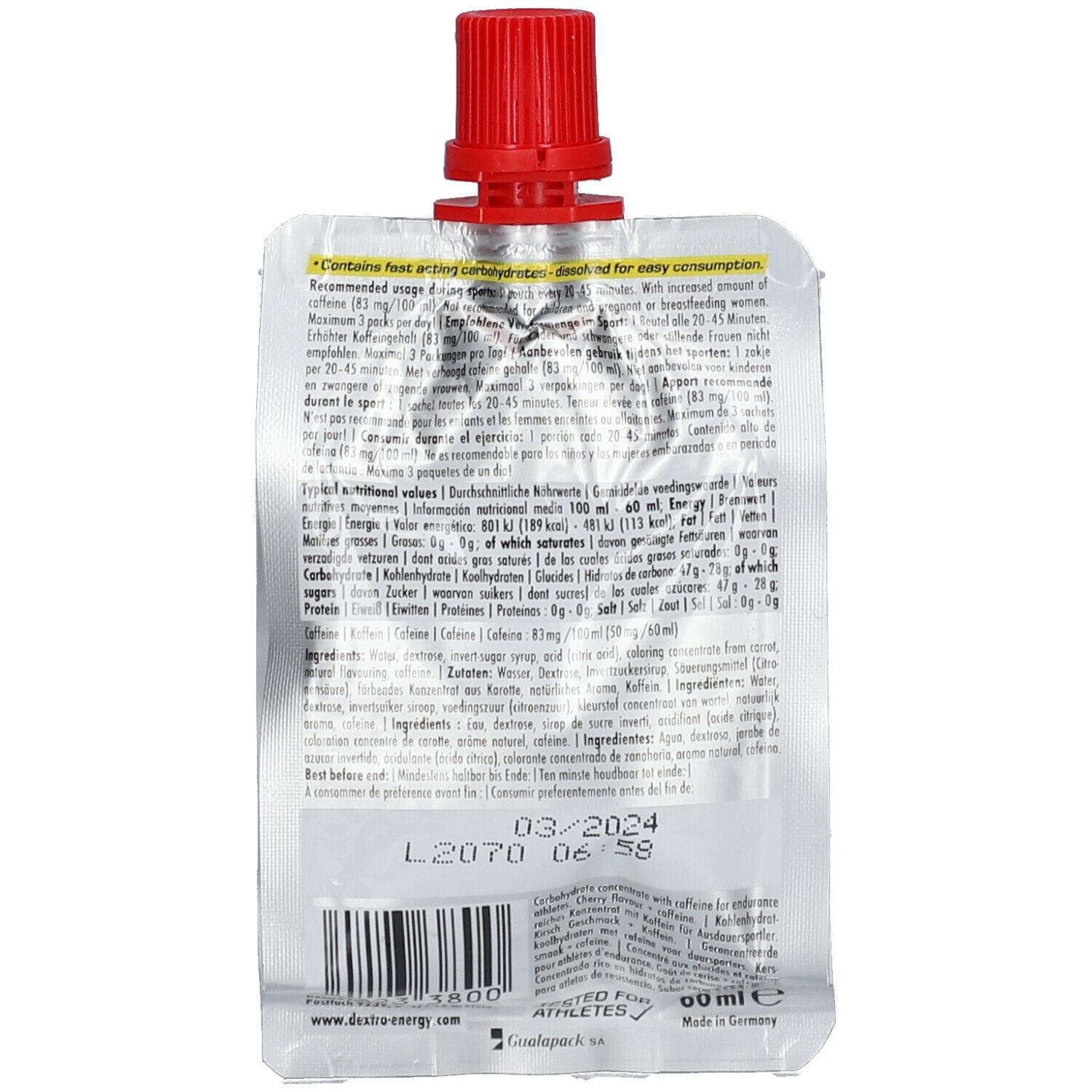 Dextro Energy Liquid Gel Kirsche-Koffein