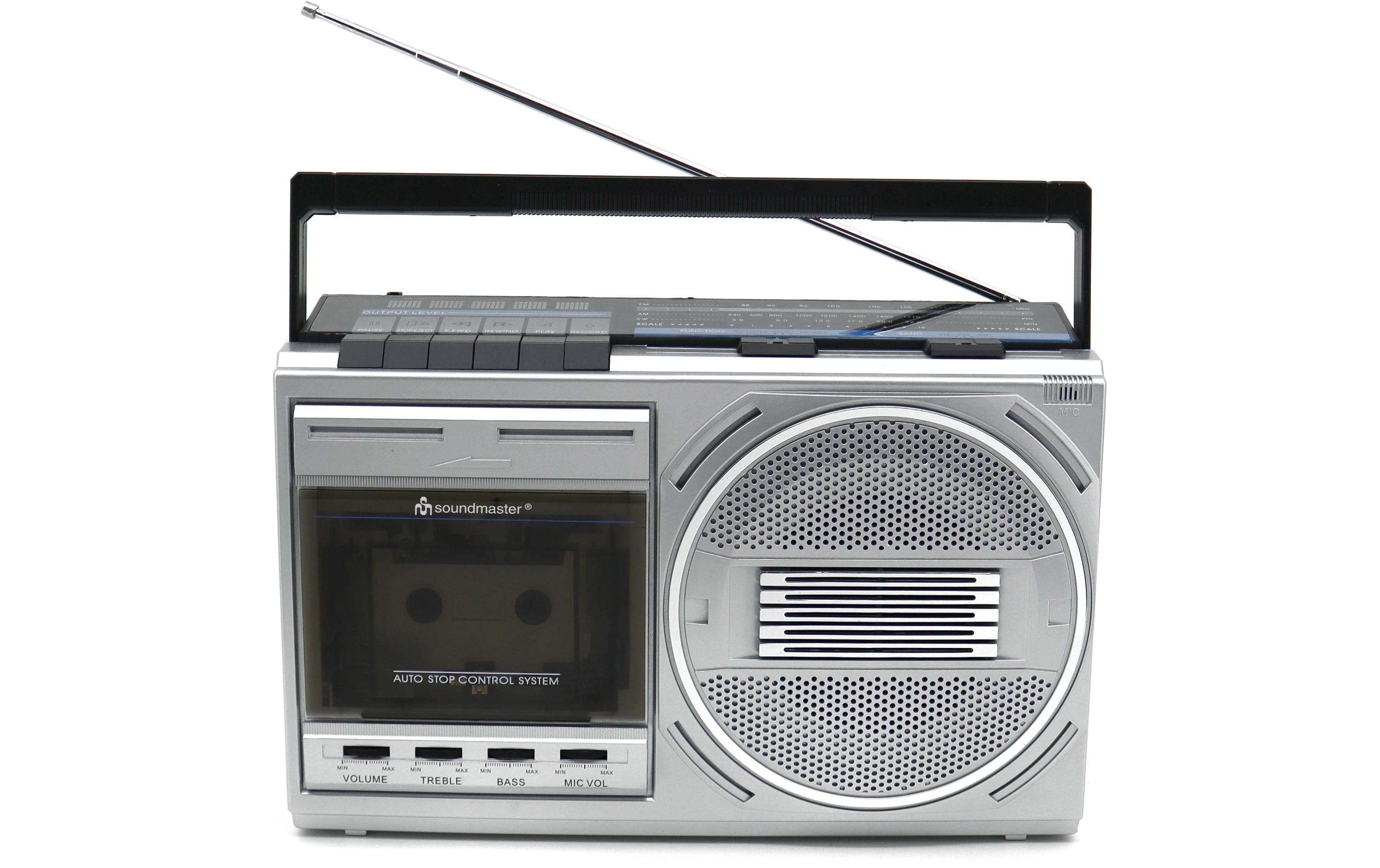 Radio RR20SI SilberRetro-Radiokassettenrekorder mit USB