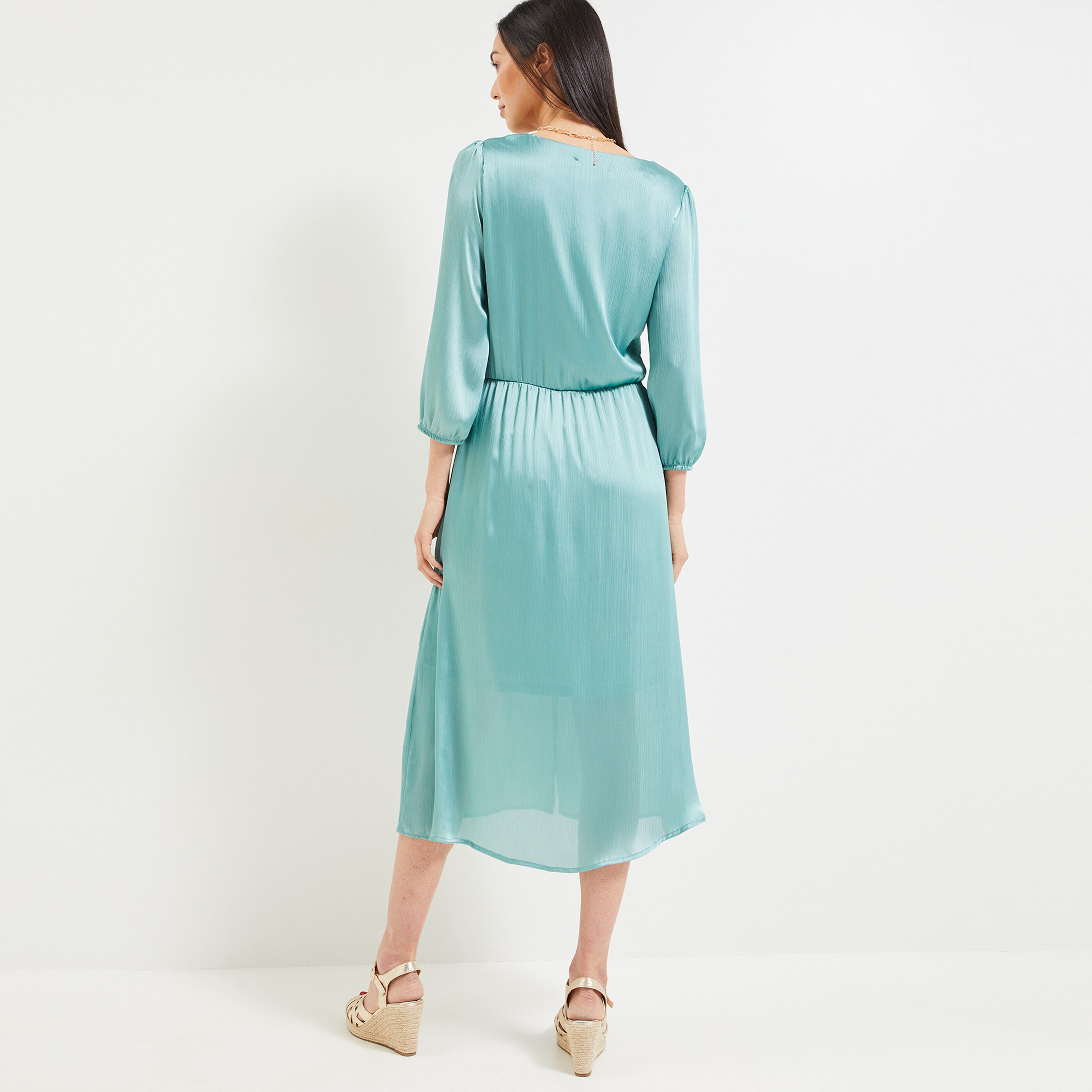 Robe longue habillée femme - BLEU VERT