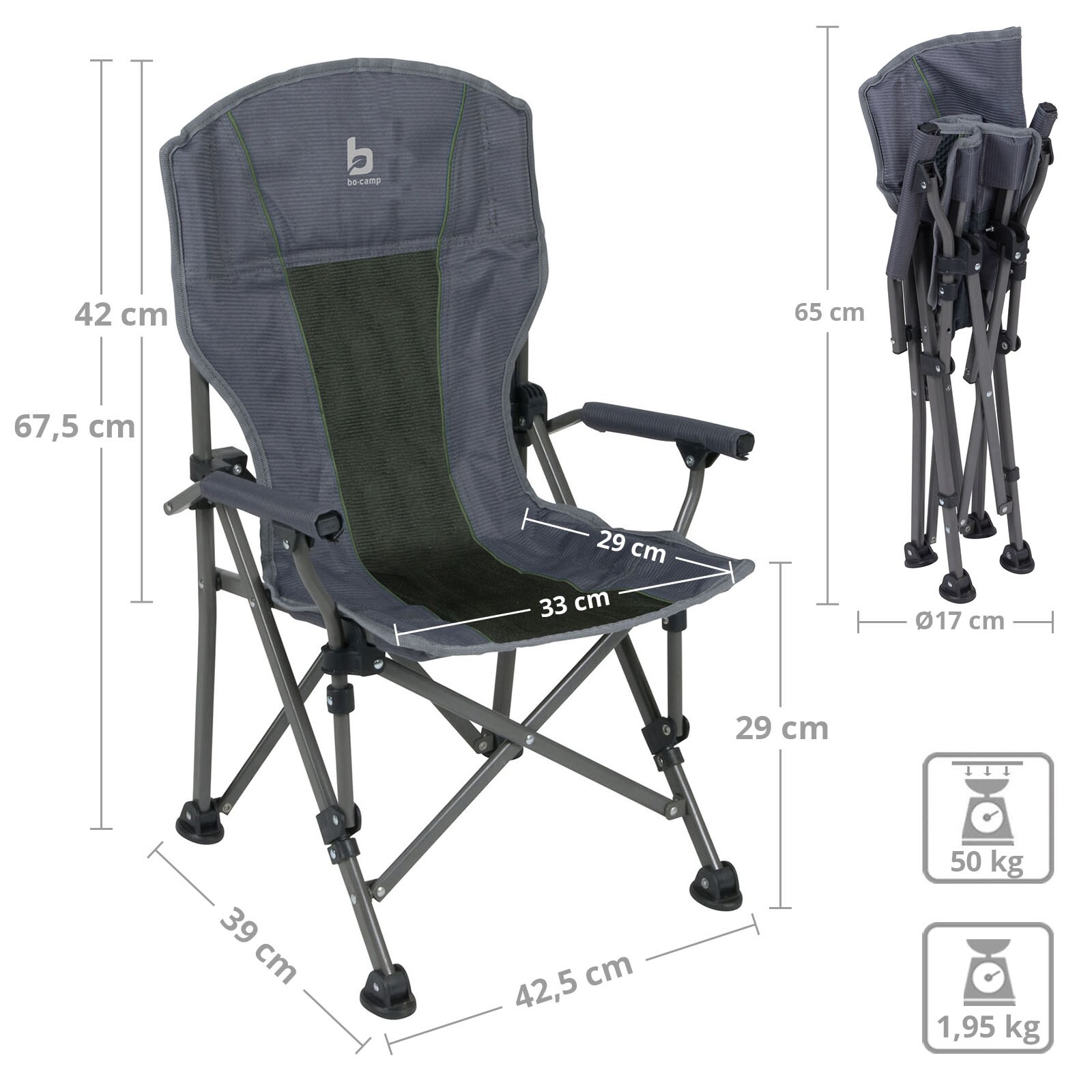 BO-CAMP Kinder Stuhl Campingstuhl Klappstuhl Strand Faltstuhl Faltbar Stahl 50kg