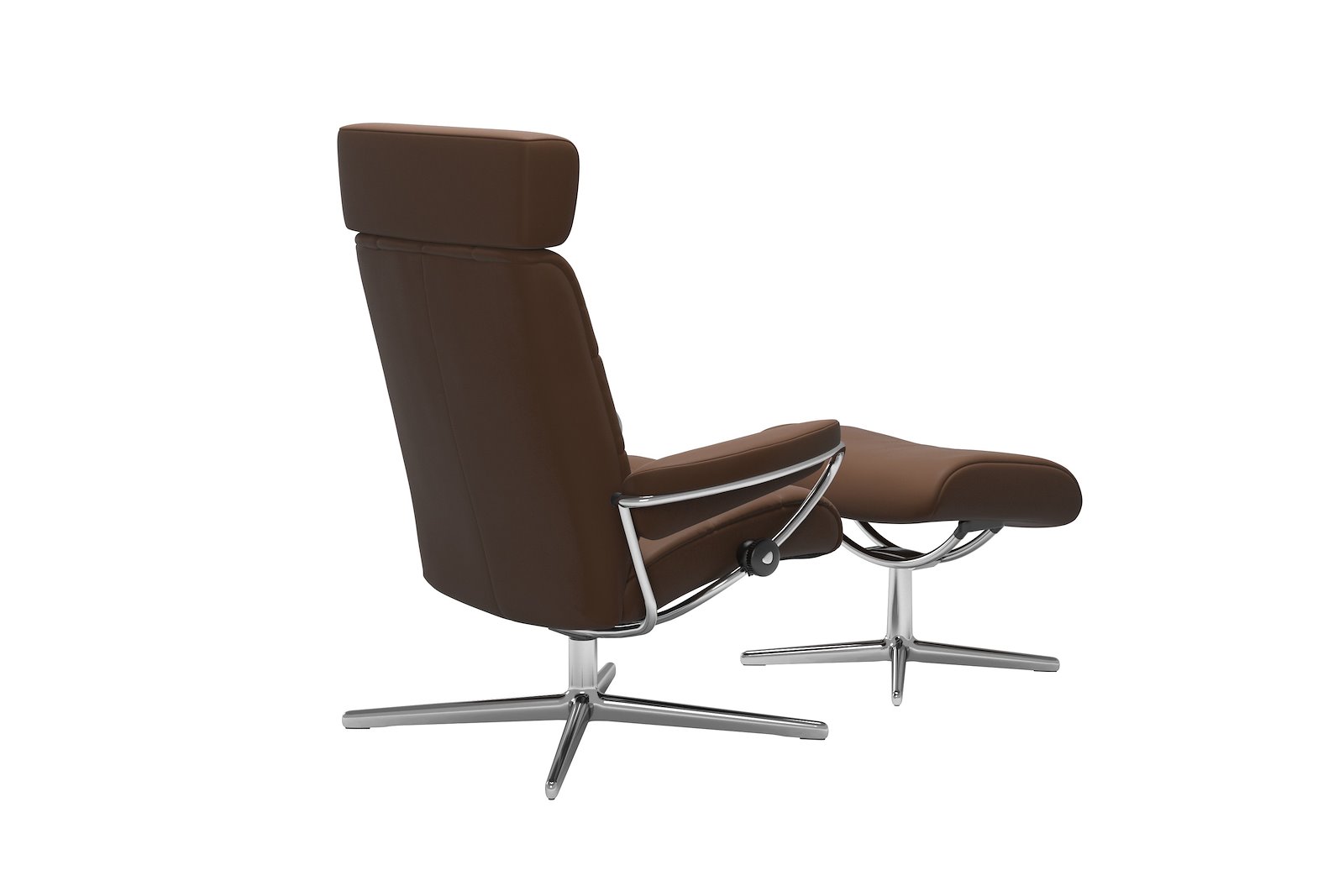 London lenestol m/krakk I hud Batick Spesial Warm Brown og Cross understell i krom