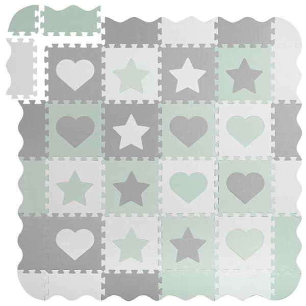 Skummatte Puslespill 151x151cm 16 stk Ricokids Grey-Mint
