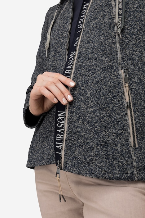 Strickfleece-Jacke, Kapuze, Zipptaschen