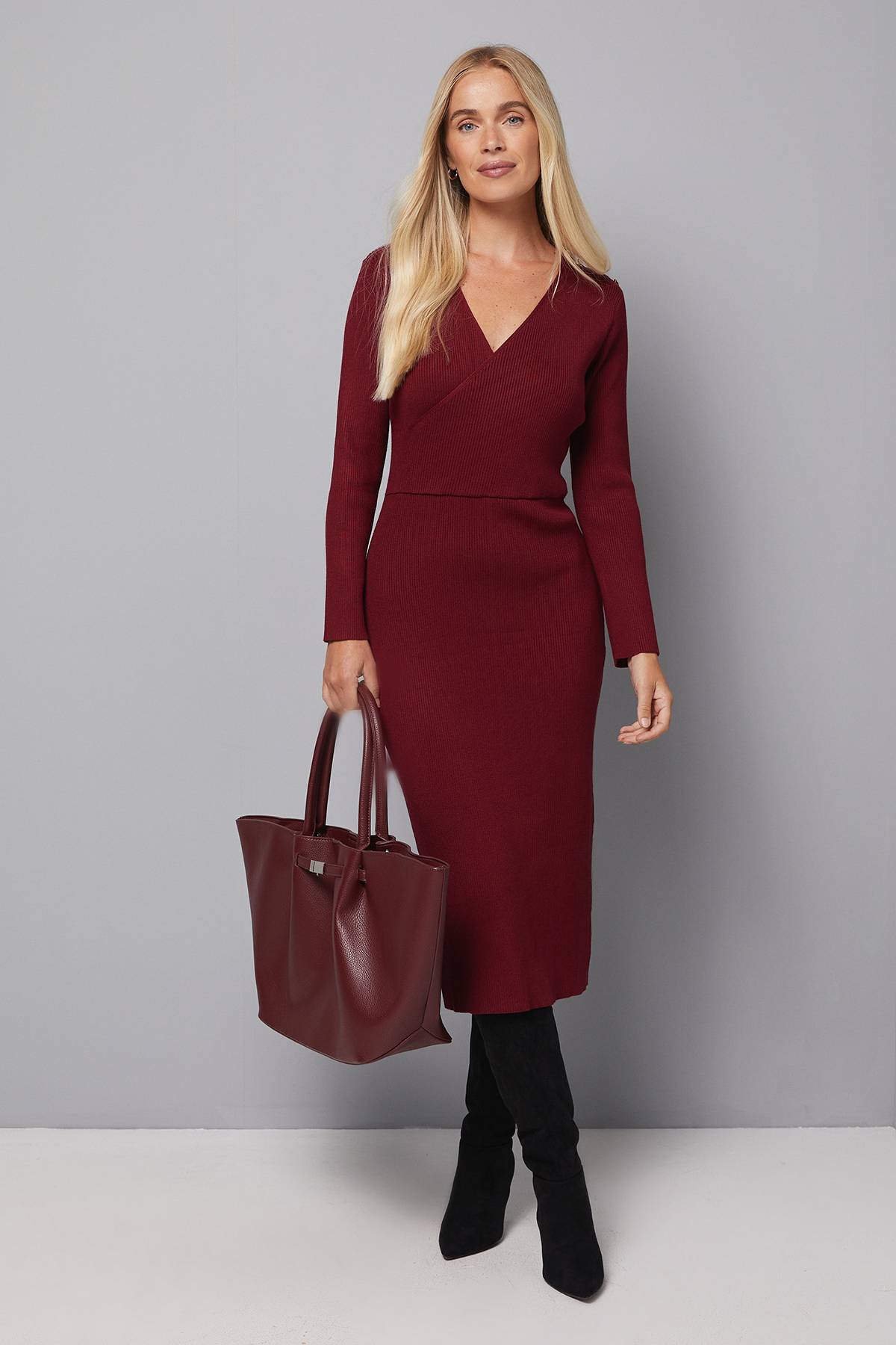 Wallis Robe Tricotée Côtelée Asymétrique Petite Taille