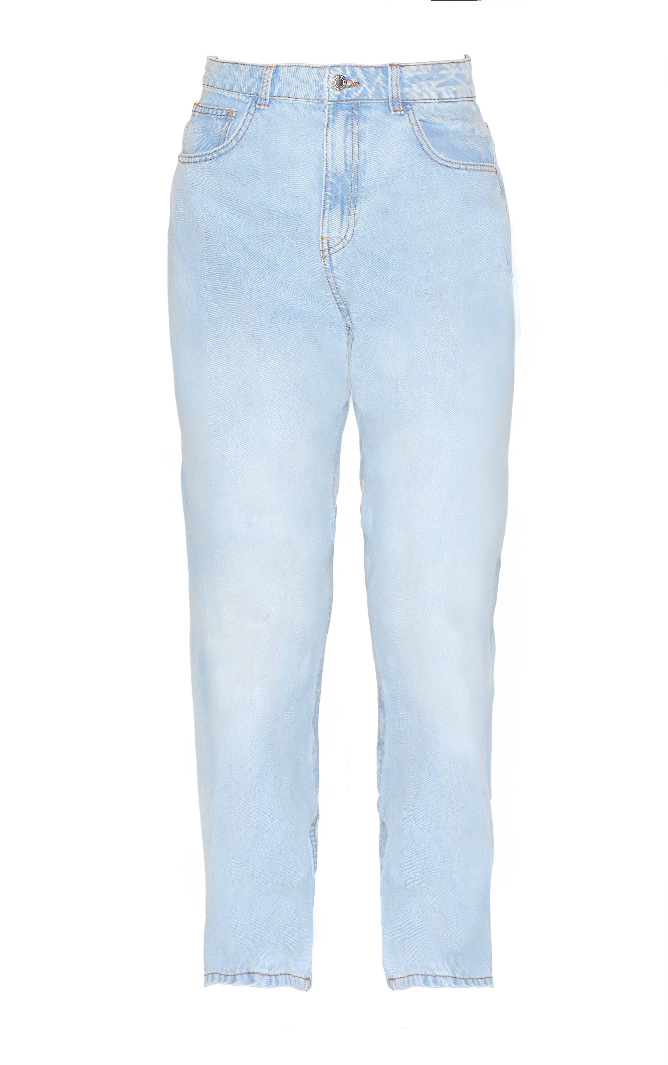 Light Blue Wash Jean Droit Taille Haute Prettylittlething