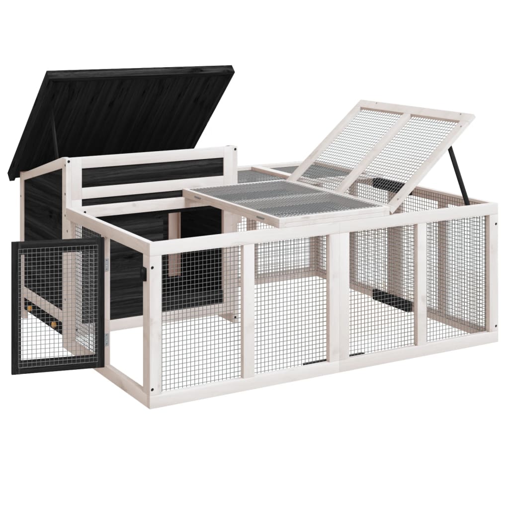 Clapier gris 144x123x67,5 cm bois de pin massif