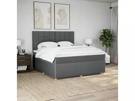 Sommier à lattes de lit avec matelas Gris foncé 180x200cm Tissu