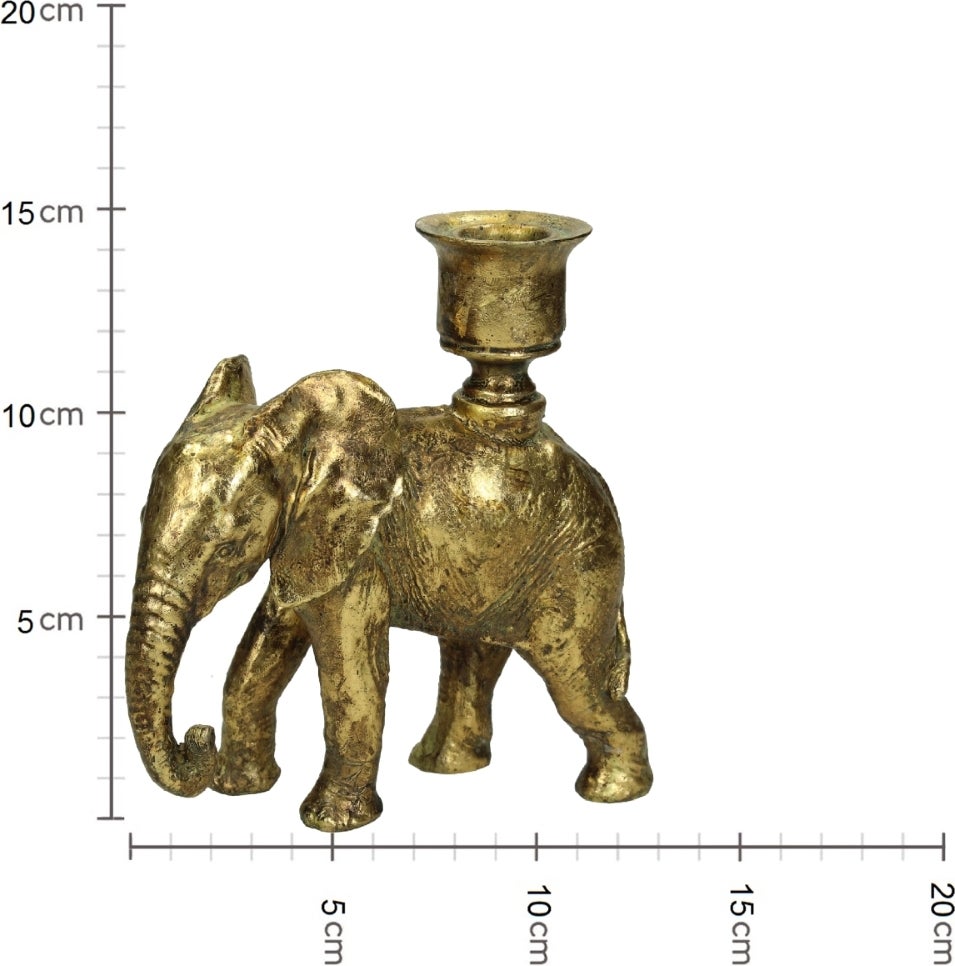 Kandelaar Olifant goud 14 x 6 x 15 cm