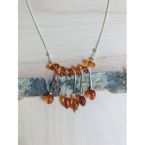Collier argent 925 ambre