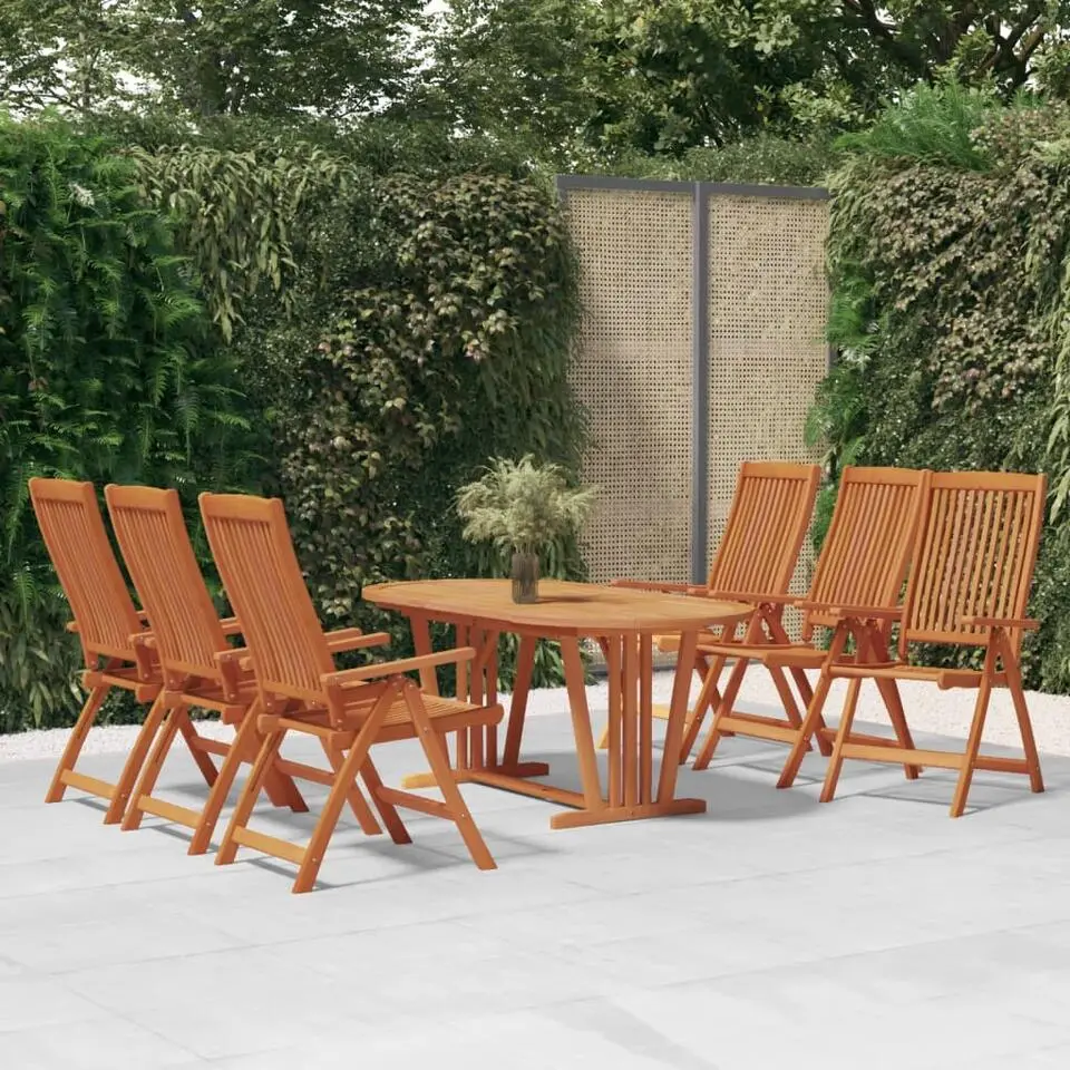 vidaXL - 7-delige Tuinset 6 fauteuils massief eucalyptushout - (150-200)x100 cm