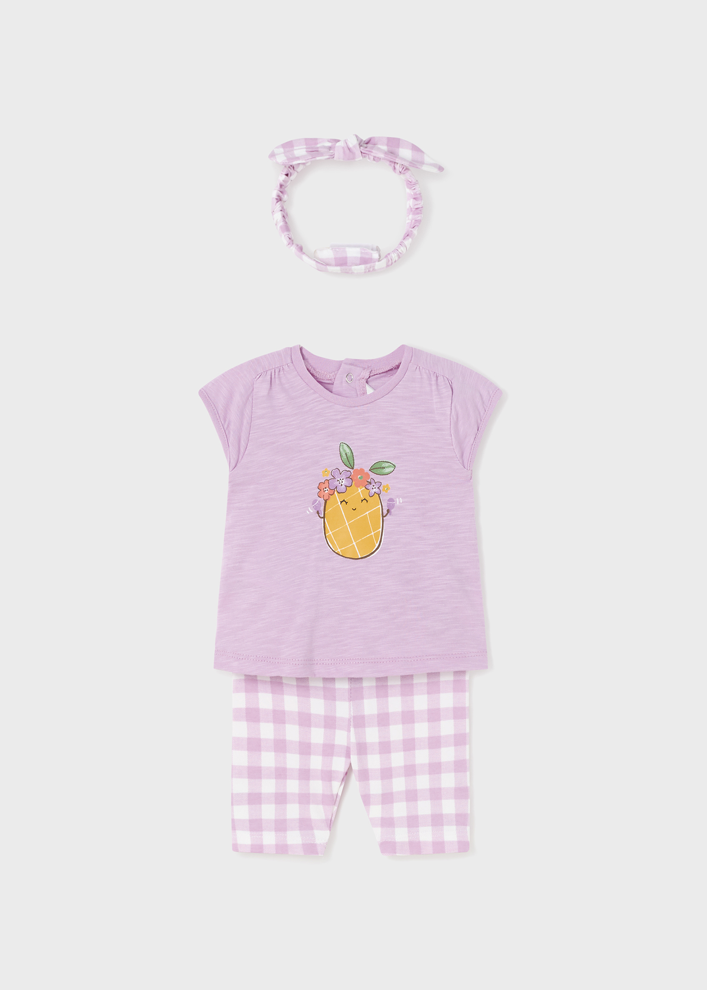 Conjunto de 3 peças em algodão sustentável para recém-nascidos.