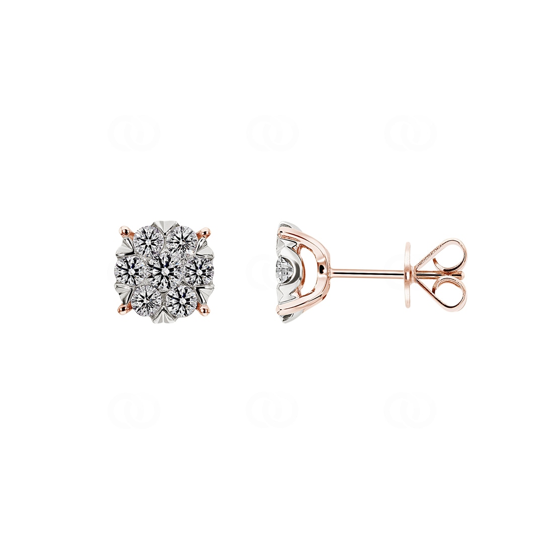 Ohrstecker 750/18 K Roségold mit Diamanten 1.00 ct H/si