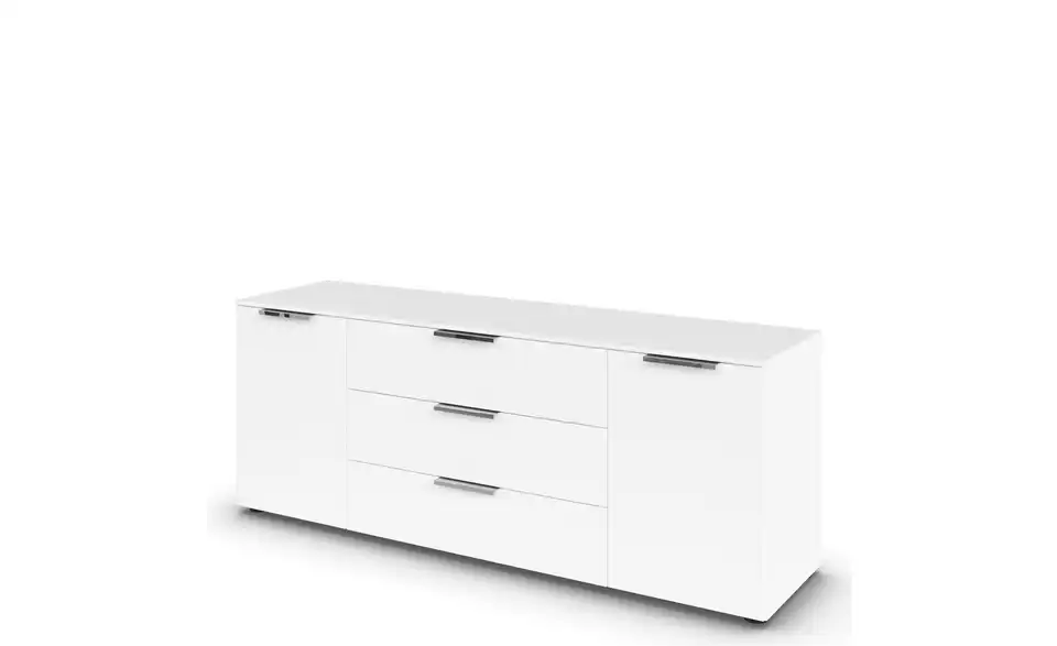 Sideboard Weiß Weiß Front: Dekor, Oberboden: Dekor verchromt
