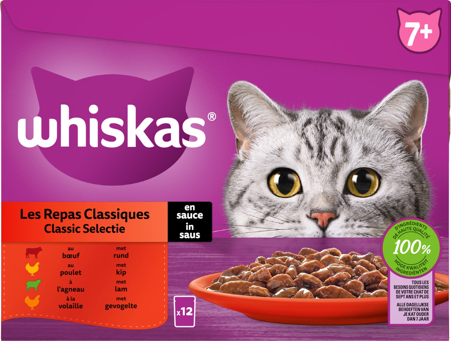 Whiskas kattenvoer in saus Classic Selectie senior 85 g 12 stuks