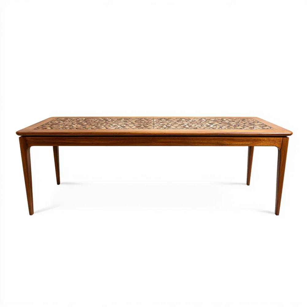 Esstisch Massivholz 180x90x75 cm – Geometrisches Muster – Vintage-Design