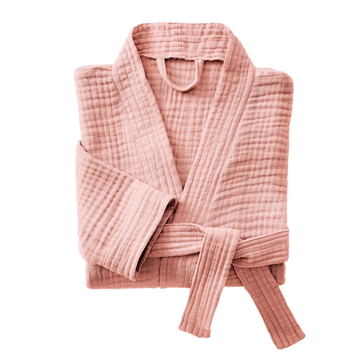 Peignoir de bain gaze de coton L/XL Gaïa Rose pêche