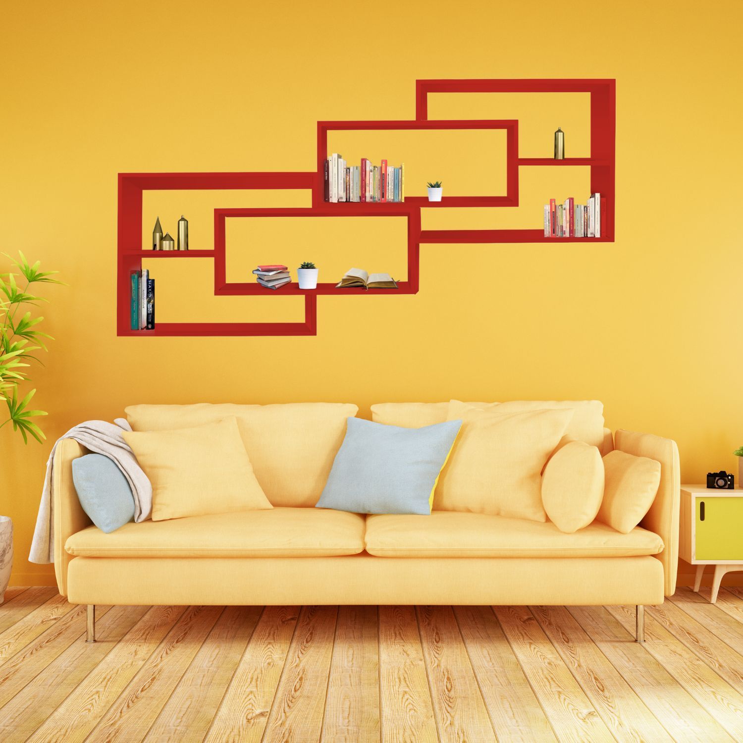 Wandregal KARO Schweberegal 104x20x59cm Holz Rot