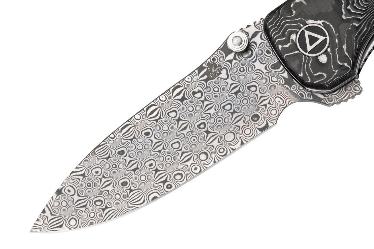 QSP Knife Hawk QS131-Q Damascus, Aluminum Foil Carbonfiber zakmes