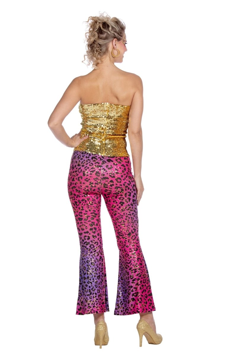 Hippie 60S Broek Paars Roze Dames Glitter