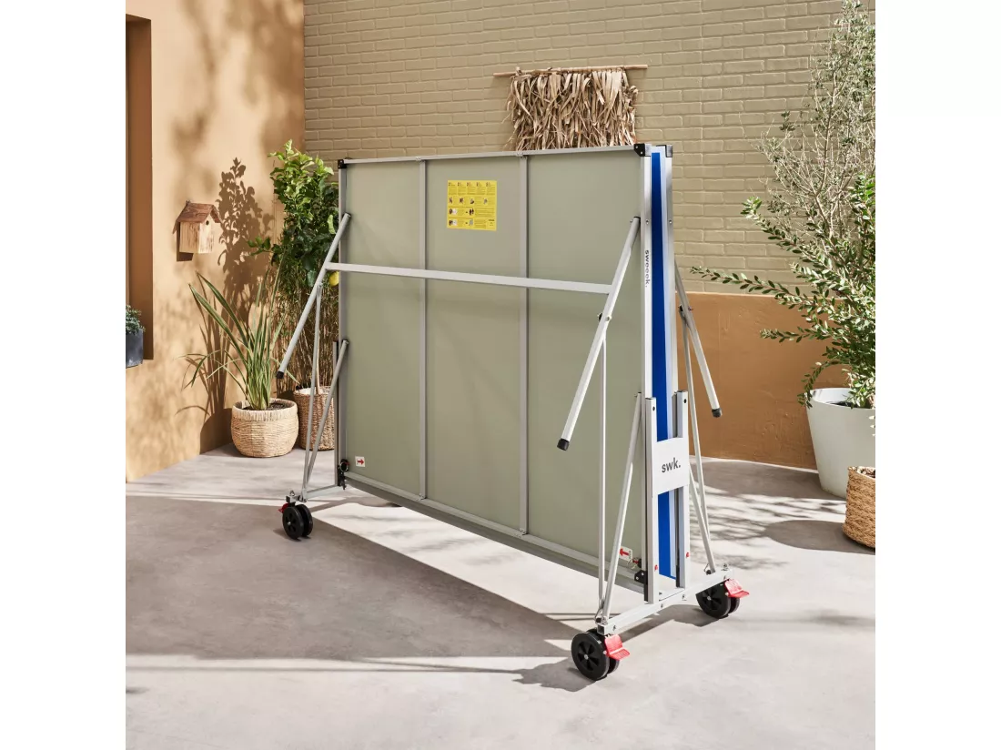 Table de ping pong OUTDOOR bleue - table pliable avec 4 raquettes et 6 balles. pour utilisation extérieure. sport tennis de table