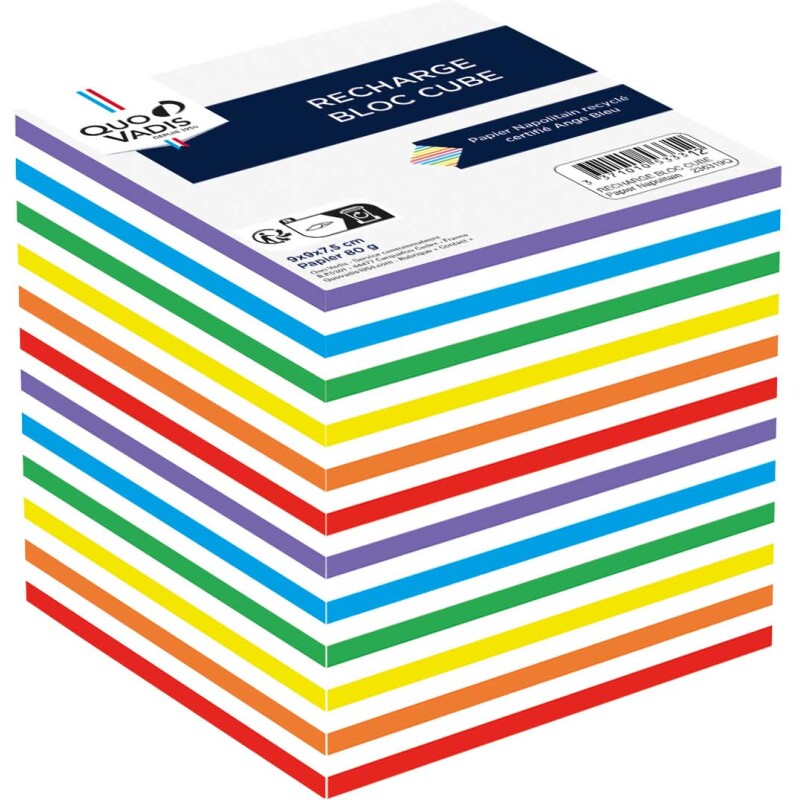 Quo Vadis - Bloc cube - Classic - Multicolore - 9x9x7,5 cm -  multicolore - par 20