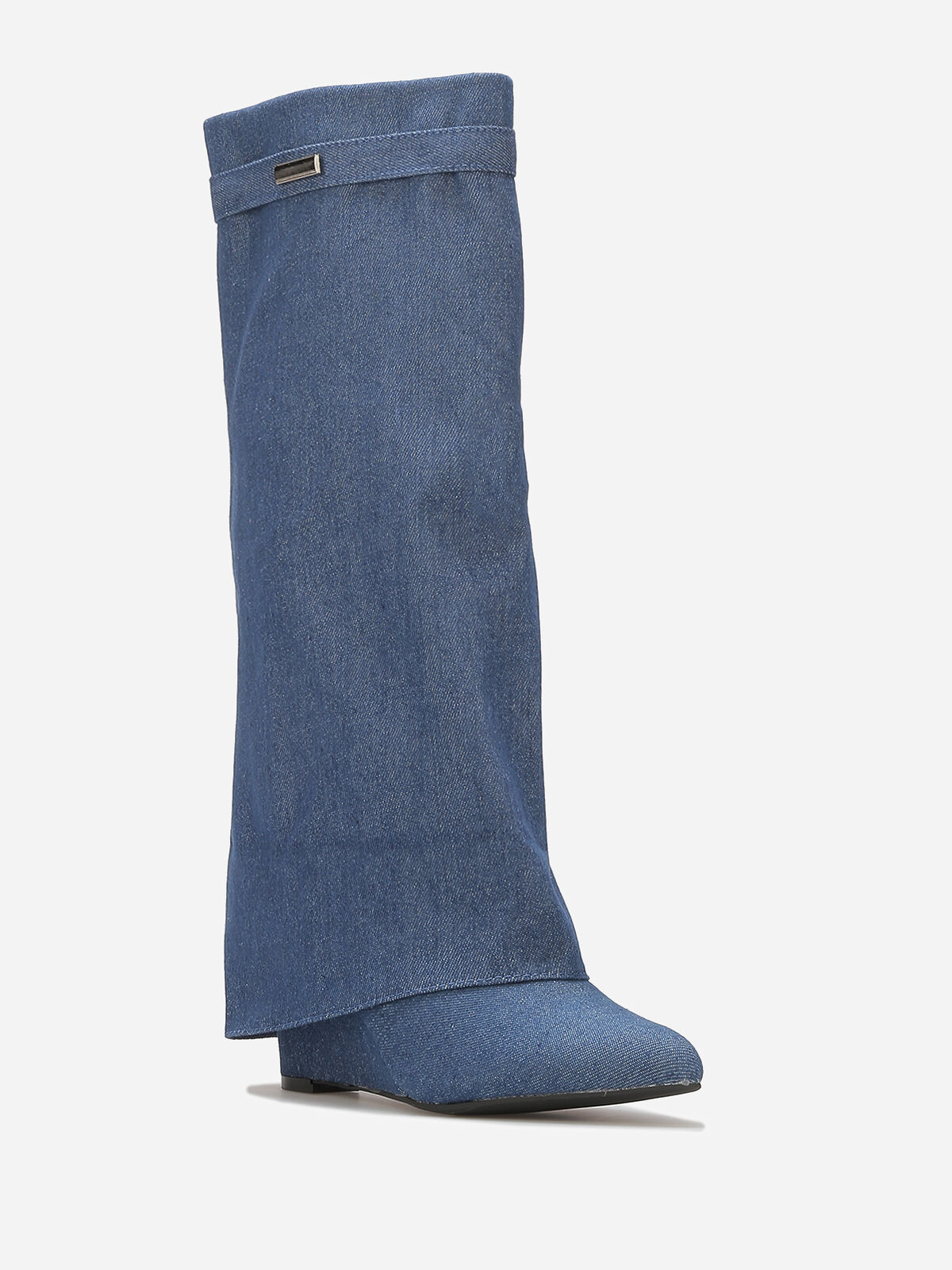 Bottes compensées à rabats- Bleu
