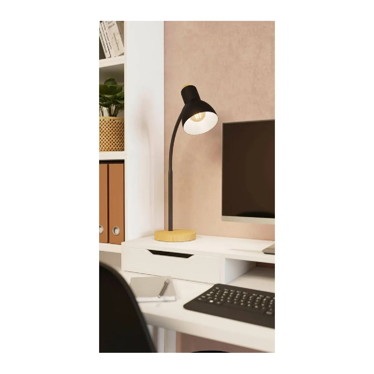 But Lampe de bureau Veradal H. 42 cm Noir et naturel